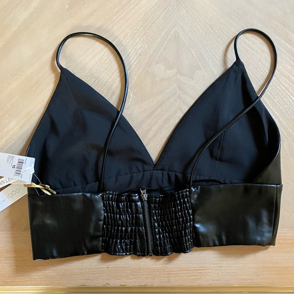 HOUSE OF HARLOW 1960 Black Vegan Leather Bralette Crop Top 10 NWT - Picture 2 of 8